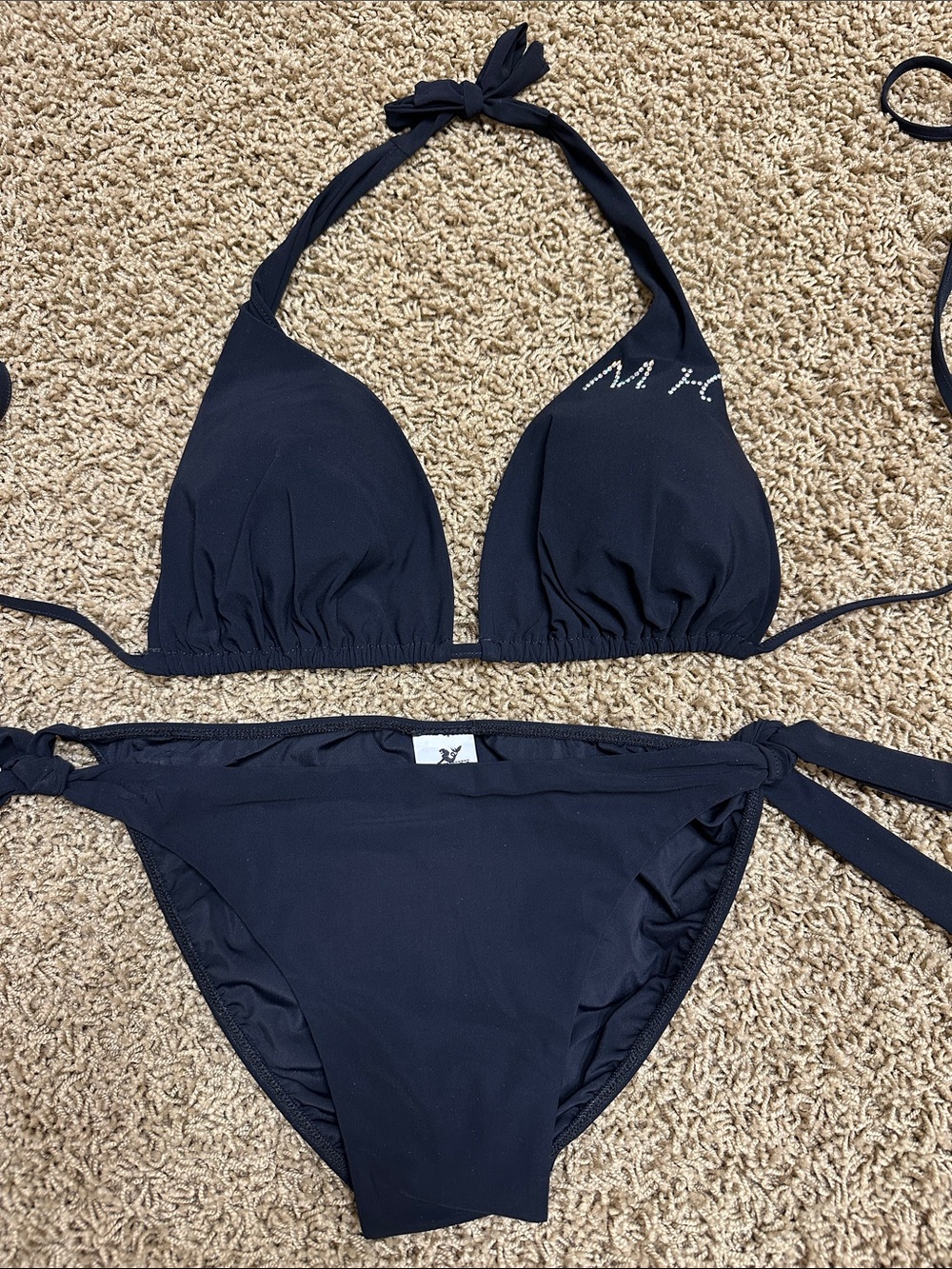 Black Halter Tie Bikini Set - Unknown Brand